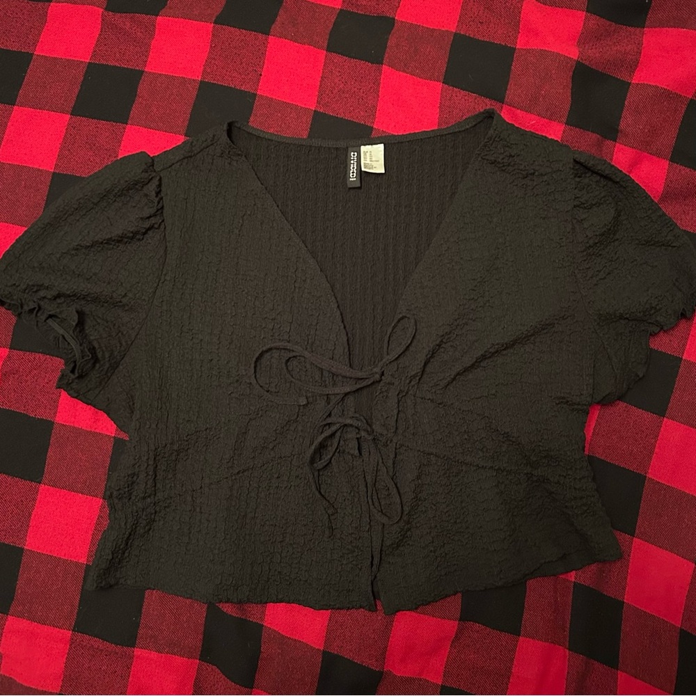 Divided by H&M, Black Tie-Front Top